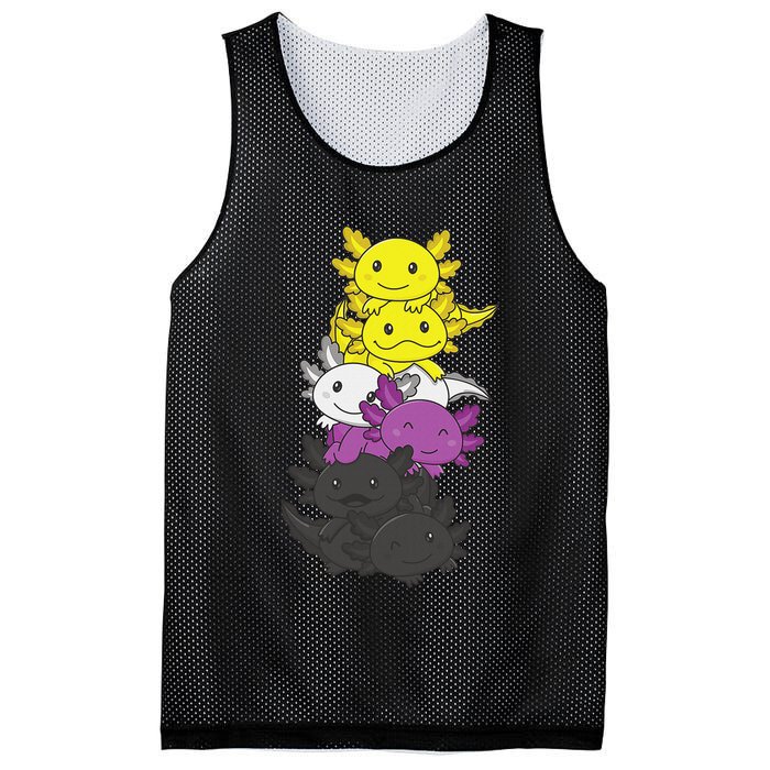 Nonbinary Flag Non Binary Pride LGBTQ Axolotl  Mesh Reversible Basketball Jersey Tank