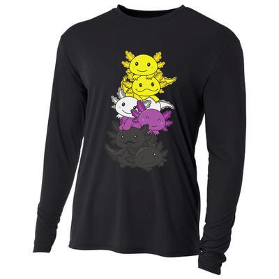 Nonbinary Flag Non Binary Pride LGBTQ Axolotl  Cooling Performance Long Sleeve Crew
