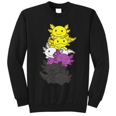 Nonbinary Flag Non Binary Pride LGBTQ Axolotl  Tall Sweatshirt