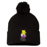 Nonbinary Flag Non Binary Pride LGBTQ Axolotl  Pom Pom 12in Knit Beanie