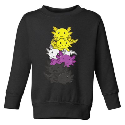 Nonbinary Flag Non Binary Pride LGBTQ Axolotl  Toddler Sweatshirt