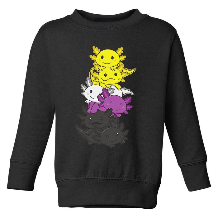 Nonbinary Flag Non Binary Pride LGBTQ Axolotl  Toddler Sweatshirt