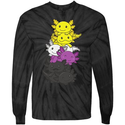 Nonbinary Flag Non Binary Pride LGBTQ Axolotl  Tie-Dye Long Sleeve Shirt