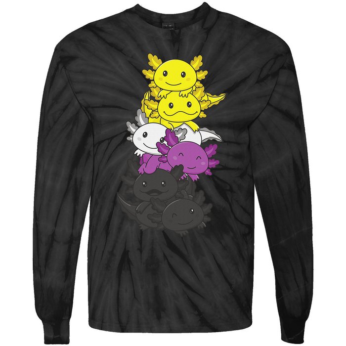 Nonbinary Flag Non Binary Pride LGBTQ Axolotl  Tie-Dye Long Sleeve Shirt