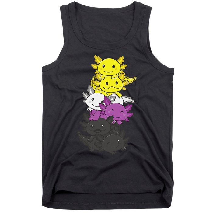 Nonbinary Flag Non Binary Pride LGBTQ Axolotl  Tank Top