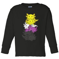 Nonbinary Flag Non Binary Pride LGBTQ Axolotl  Toddler Long Sleeve Shirt