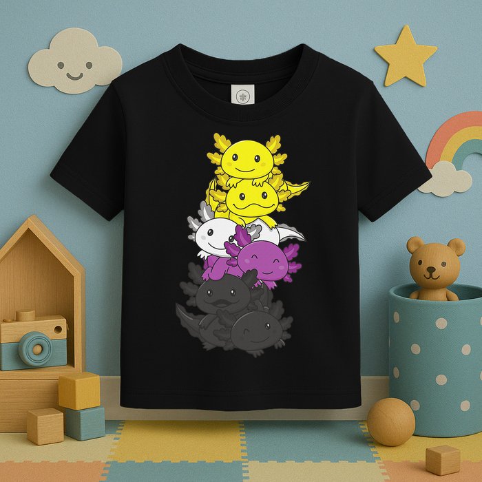 Nonbinary Flag Non Binary Pride LGBTQ Axolotl  Toddler T-Shirt