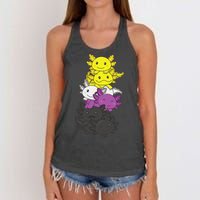 Nonbinary Flag Non Binary Pride LGBTQ Axolotl  Women's Knotted Racerback Tank