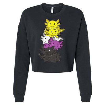 Nonbinary Flag Non Binary Pride LGBTQ Axolotl  Cropped Pullover Crew
