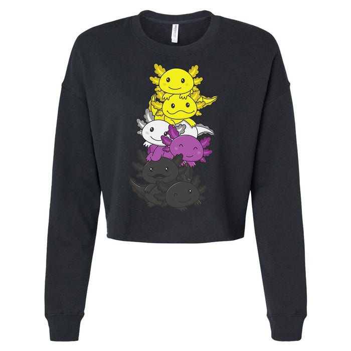 Nonbinary Flag Non Binary Pride LGBTQ Axolotl  Cropped Pullover Crew