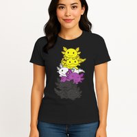 Nonbinary Flag Non Binary Pride LGBTQ Axolotl  Womens T-Shirt