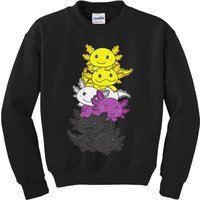 Nonbinary Flag Non Binary Pride LGBTQ Axolotl  Kids Sweatshirt