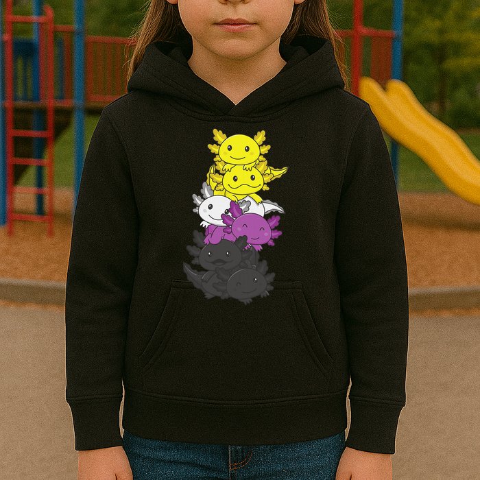 Nonbinary Flag Non Binary Pride LGBTQ Axolotl  Kids Hoodie