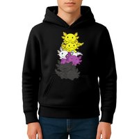 Nonbinary Flag Non Binary Pride LGBTQ Axolotl  Kids Hoodie