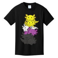 Nonbinary Flag Non Binary Pride LGBTQ Axolotl  Kids T-Shirt