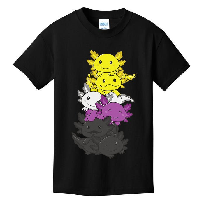 Nonbinary Flag Non Binary Pride LGBTQ Axolotl  Kids T-Shirt