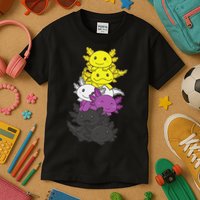 Nonbinary Flag Non Binary Pride LGBTQ Axolotl  Kids T-Shirt