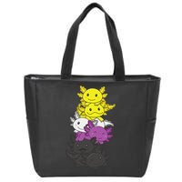 Nonbinary Flag Non Binary Pride LGBTQ Axolotl  Zip Tote Bag