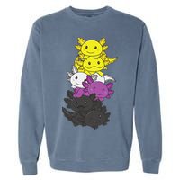 Nonbinary Flag Non Binary Pride LGBTQ Axolotl  Garment-Dyed Sweatshirt