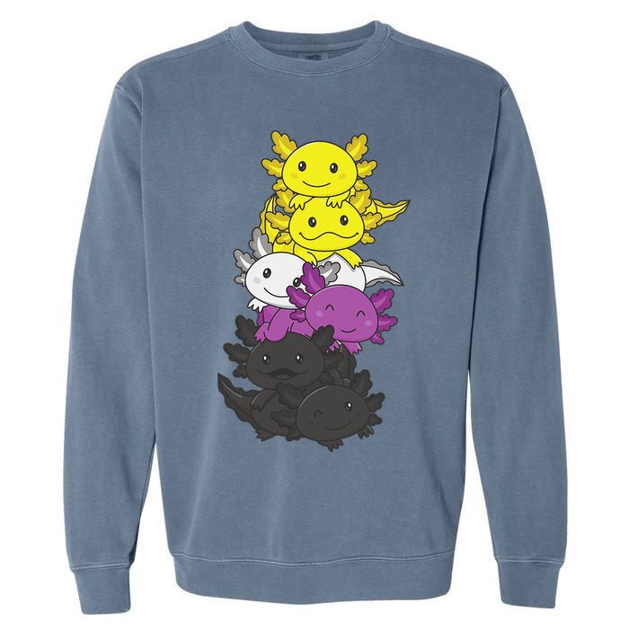 Nonbinary Flag Non Binary Pride LGBTQ Axolotl  Garment-Dyed Sweatshirt