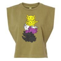 Nonbinary Flag Non Binary Pride LGBTQ Axolotl  Garment-Dyed Women's Muscle Tee