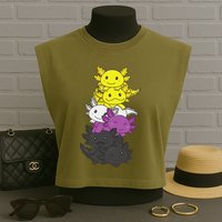 Nonbinary Flag Non Binary Pride LGBTQ Axolotl  Garment-Dyed Women's Muscle Tee