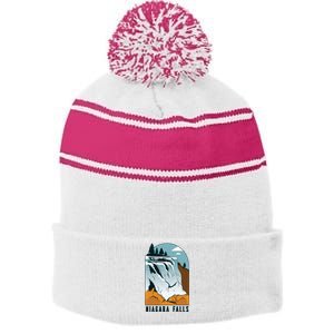 Niagara Falls Stripe Pom Pom Beanie