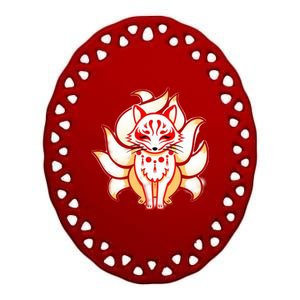 Ninetailed Fox Ceramic Oval Ornament