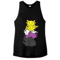 Nonbinary Flag Non Binary Pride LGBTQ Axolotl Ladies PosiCharge Tri-Blend Wicking Tank