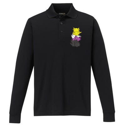Nonbinary Flag Non Binary Pride LGBTQ Axolotl Performance Long Sleeve Polo