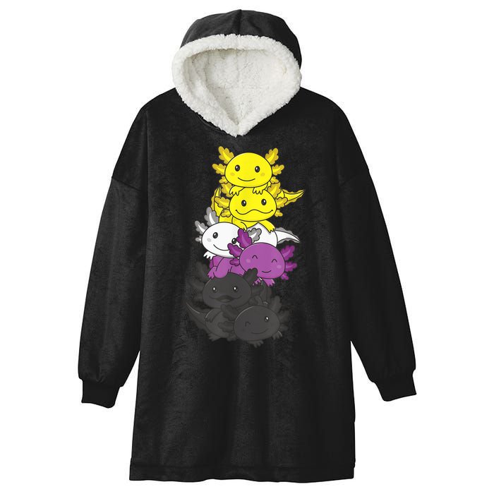 Nonbinary Flag Non Binary Pride LGBTQ Axolotl Hooded Wearable Blanket