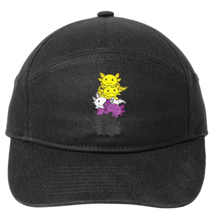 Nonbinary Flag Non Binary Pride LGBTQ Axolotl 7-Panel Snapback Hat