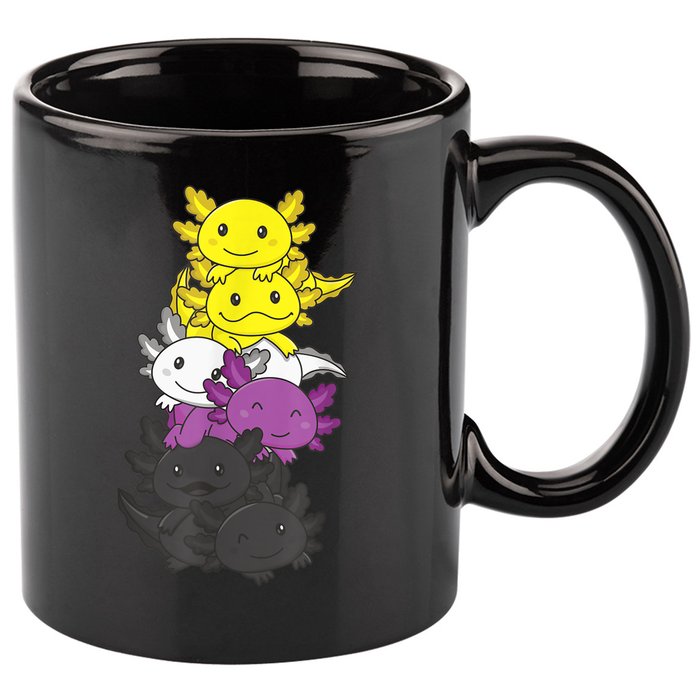 Nonbinary Flag Non Binary Pride LGBTQ Axolotl 11oz C Handle Ceramic Mug