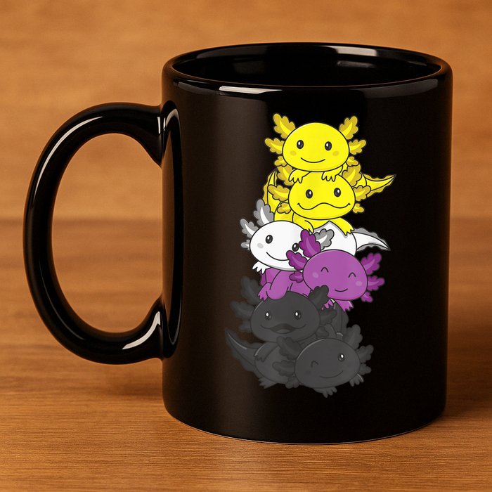Nonbinary Flag Non Binary Pride LGBTQ Axolotl 11oz C Handle Ceramic Mug