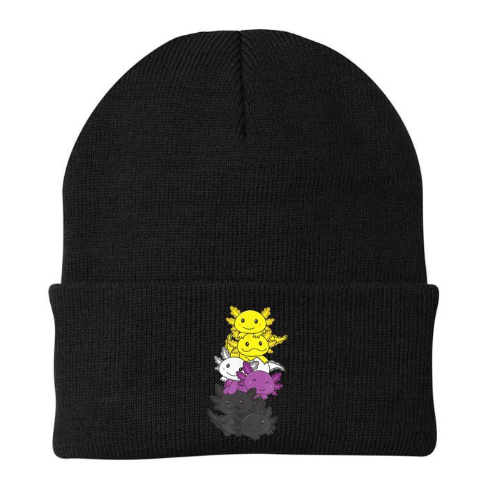 Nonbinary Flag Non Binary Pride LGBTQ Axolotl Knit Cap Winter Beanie