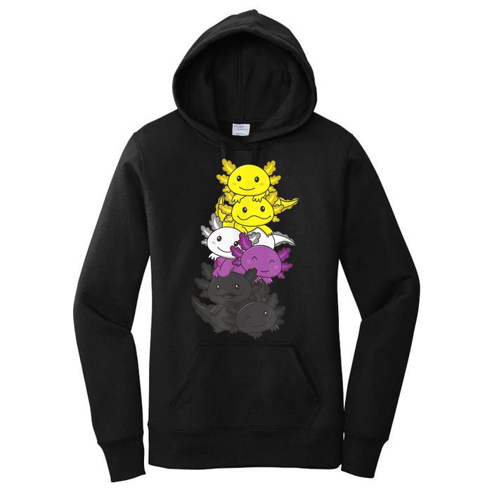 Nonbinary Flag Non Binary Pride LGBTQ Axolotl Women's Pullover Hoodie