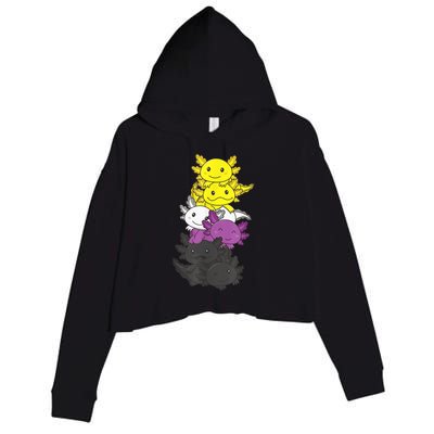 Nonbinary Flag Non Binary Pride LGBTQ Axolotl Crop Fleece Hoodie