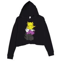Nonbinary Flag Non Binary Pride LGBTQ Axolotl Crop Fleece Hoodie