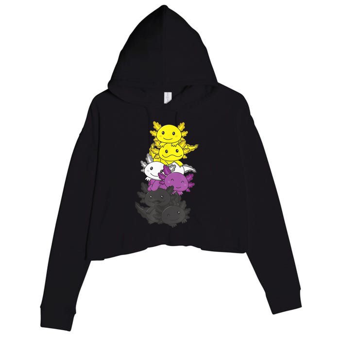 Nonbinary Flag Non Binary Pride LGBTQ Axolotl Crop Fleece Hoodie