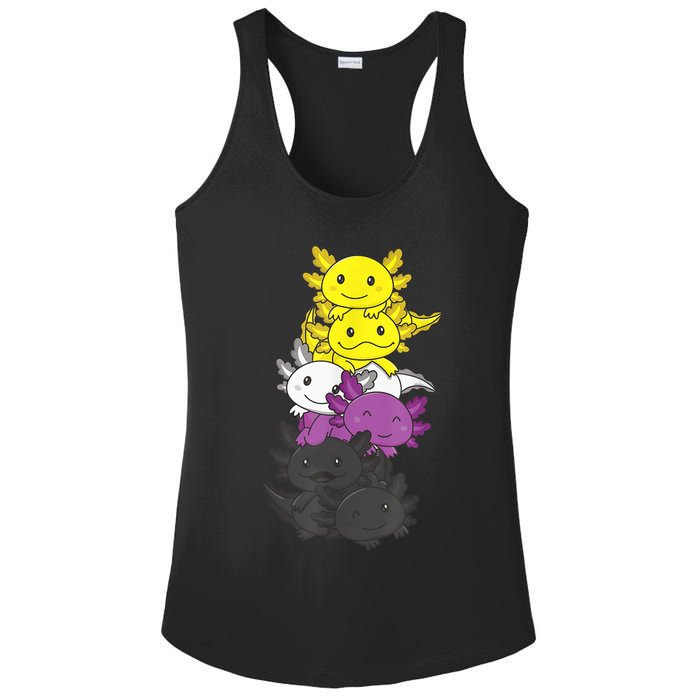 Nonbinary Flag Non Binary Pride LGBTQ Axolotl Ladies PosiCharge Competitor Racerback Tank