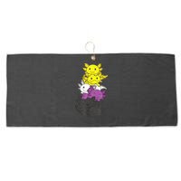 Nonbinary Flag Non Binary Pride LGBTQ Axolotl Large Microfiber Waffle Golf Towel
