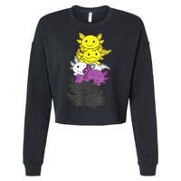 Nonbinary Flag Non Binary Pride LGBTQ Axolotl Cropped Pullover Crew