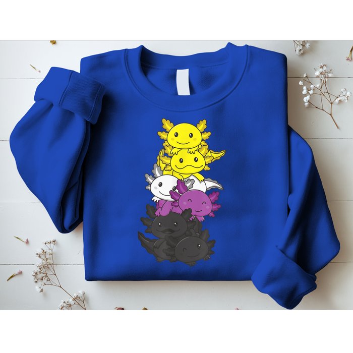 Nonbinary Flag Non Binary Pride LGBTQ Axolotl Sweatshirt
