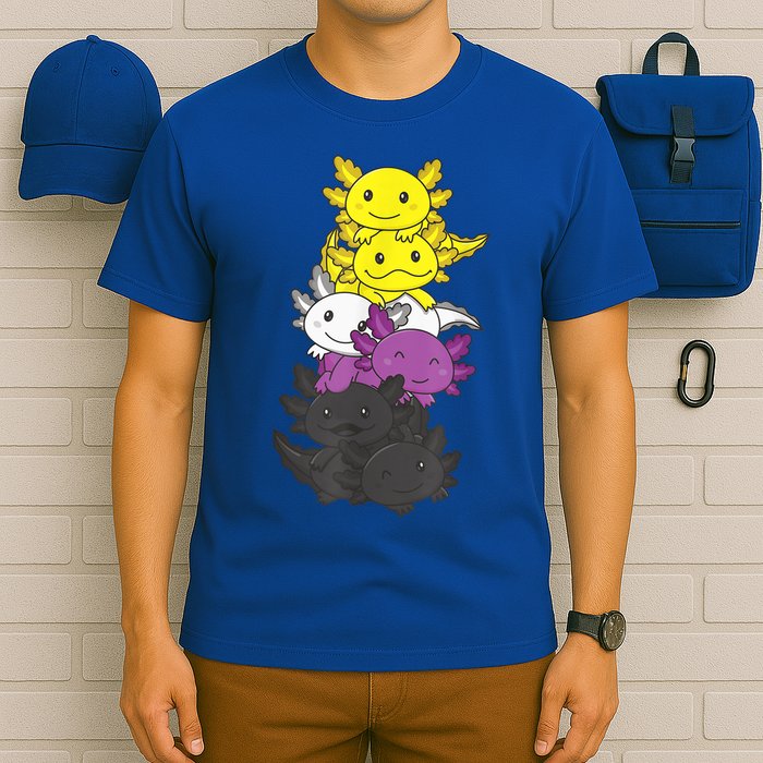 Nonbinary Flag Non Binary Pride LGBTQ Axolotl T-Shirt