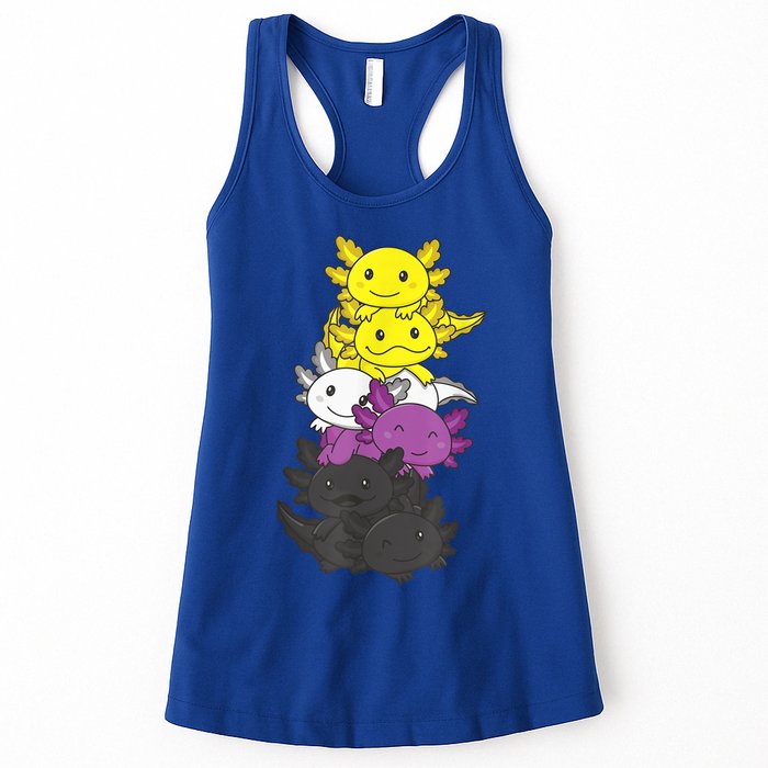 Nonbinary Flag Non Binary Pride LGBTQ Axolotl Womens Tank Top