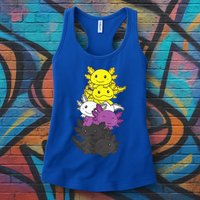 Nonbinary Flag Non Binary Pride LGBTQ Axolotl Womens Tank Top