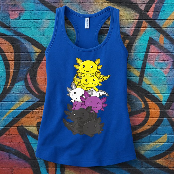 Nonbinary Flag Non Binary Pride LGBTQ Axolotl Womens Tank Top