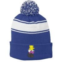 Nonbinary Flag Non Binary Pride LGBTQ Axolotl Stripe Pom Pom Beanie