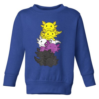 Nonbinary Flag Non Binary Pride LGBTQ Axolotl Toddler Sweatshirt