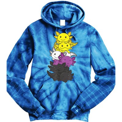 Nonbinary Flag Non Binary Pride LGBTQ Axolotl Tie Dye Hoodie